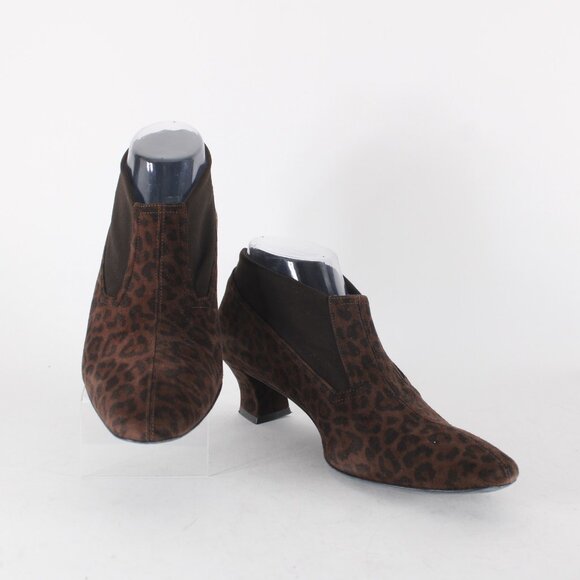 Thierry Rabotin Booties Rena Sz 38.5 Brown Animal Print 2" Ankle Booties - Picture 3 of 13